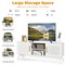 Costway TV Stand Entertainment Media Console w/ 2 Rattan Cabinets & Open Shelves